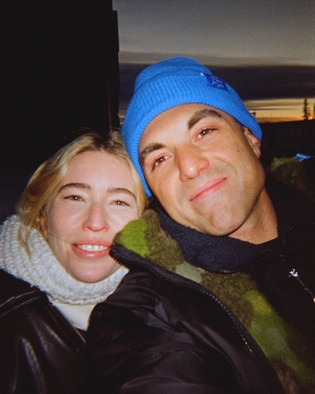 Nick and Erin bundled up at dusk