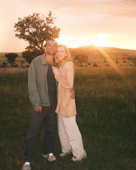Nick and Erin at sunset on safari